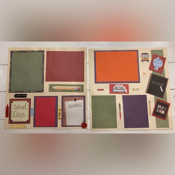 Pre-Made 12x12 School Colorful Scrapbook Page Set-includes 4 school theme pages - Picture 5 of 7